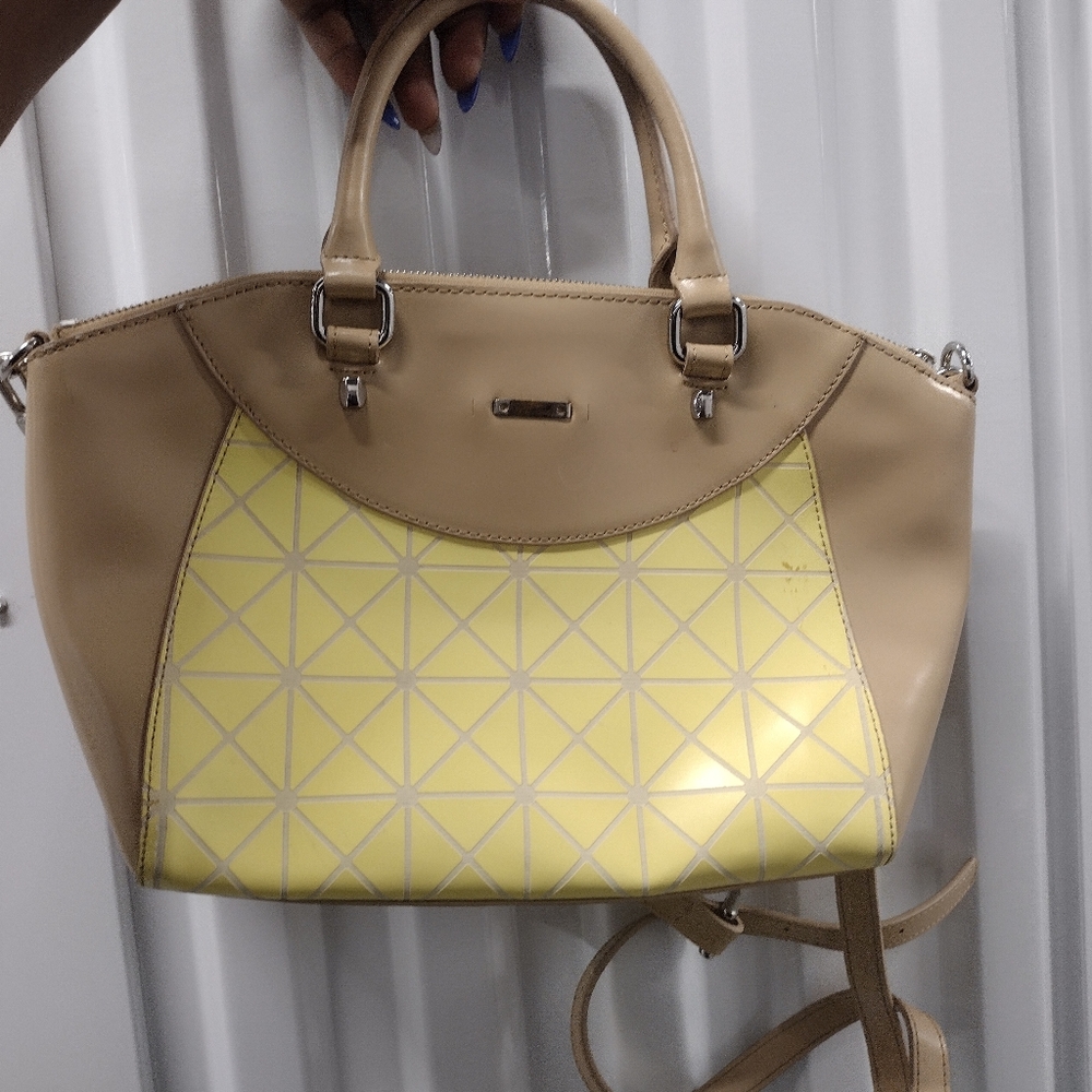 Stylish Beige and Yellow Handbag